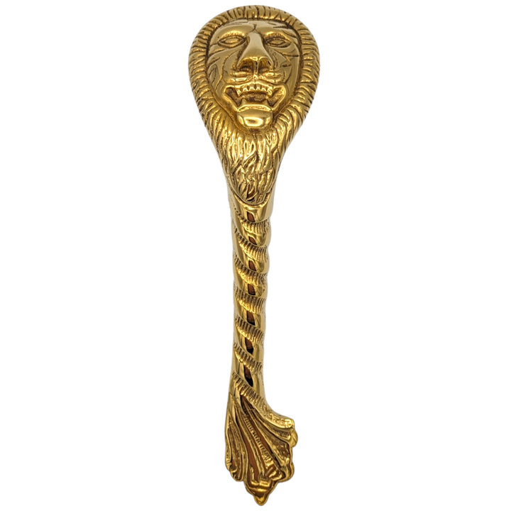 COPPER MOUNTAIN HARDWARE 10 Inch Ornate Lion's Head Door Pull (Polished Brass Finish)