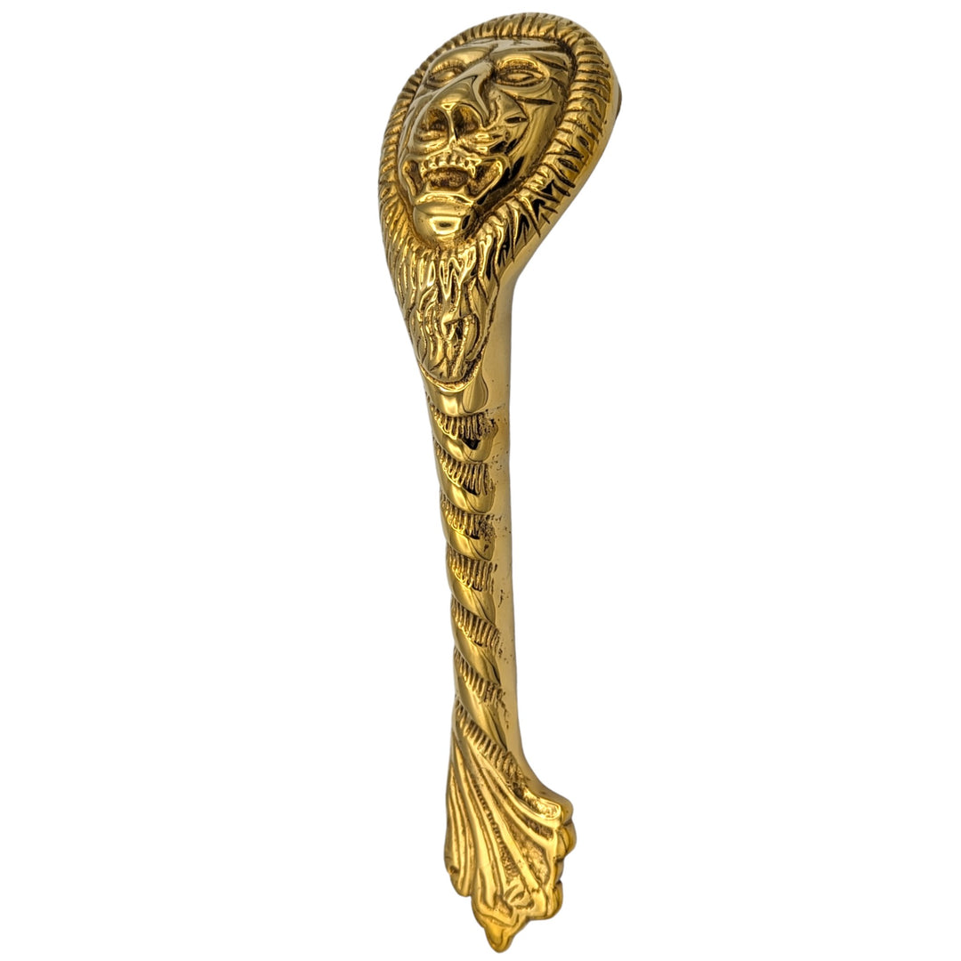 COPPER MOUNTAIN HARDWARE 10 Inch Ornate Lion's Head Door Pull (Polished Brass Finish)