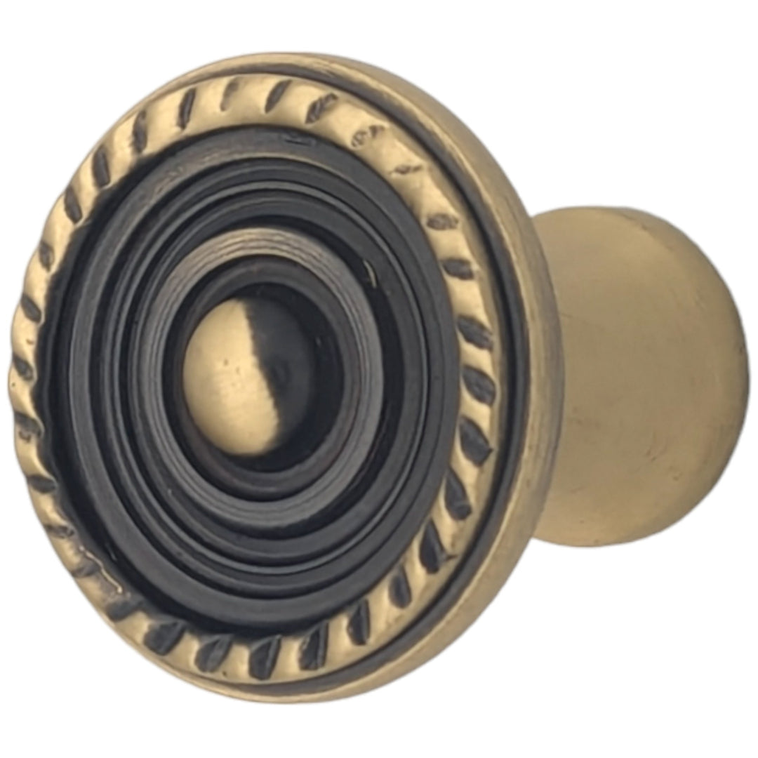 COPPER MOUNTAIN HARDWARE 1 1/8 Inch Solid Brass Patterned Cabinet & Furniture Knob (Antique Brass)