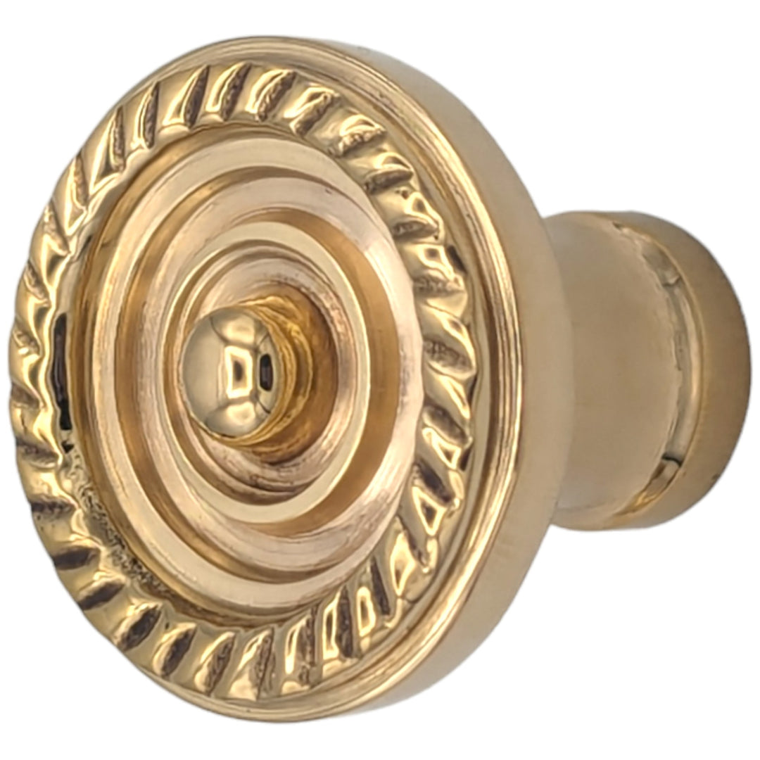 COPPER MOUNTAIN HARDWARE 1 1/8 Inch Solid Brass Patterned Cabinet & Furniture Knob (Polished Brass)