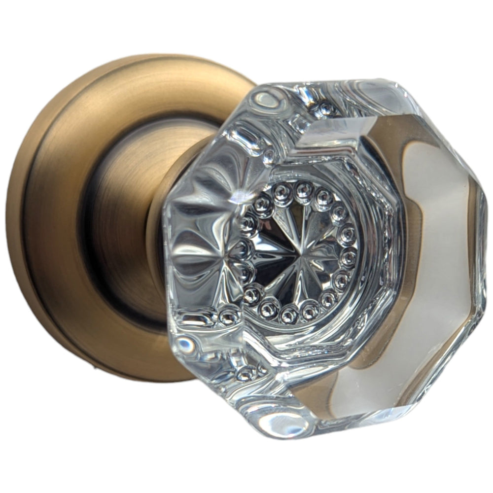 ##Antique Hardware## Magnifique Classic Door Set with Crystal Octagon Knobs (Several Finishes Available)