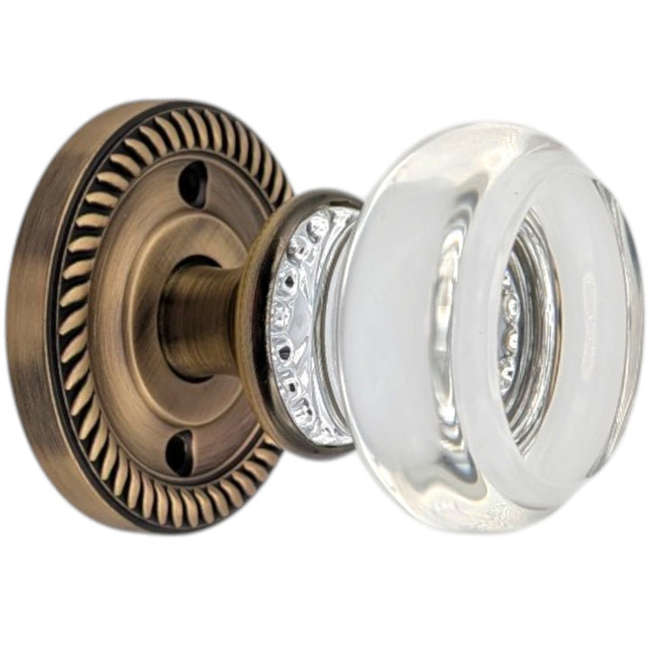 Georgian Roped Rosette Door Set with Round Crystal Door Knobs (Several Finishes Available)