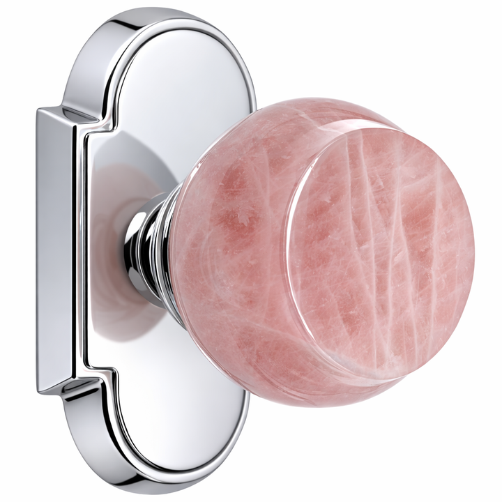 Magnifique® Arched Door Set with Rose Quartz Knobs (Several Finishes Available)