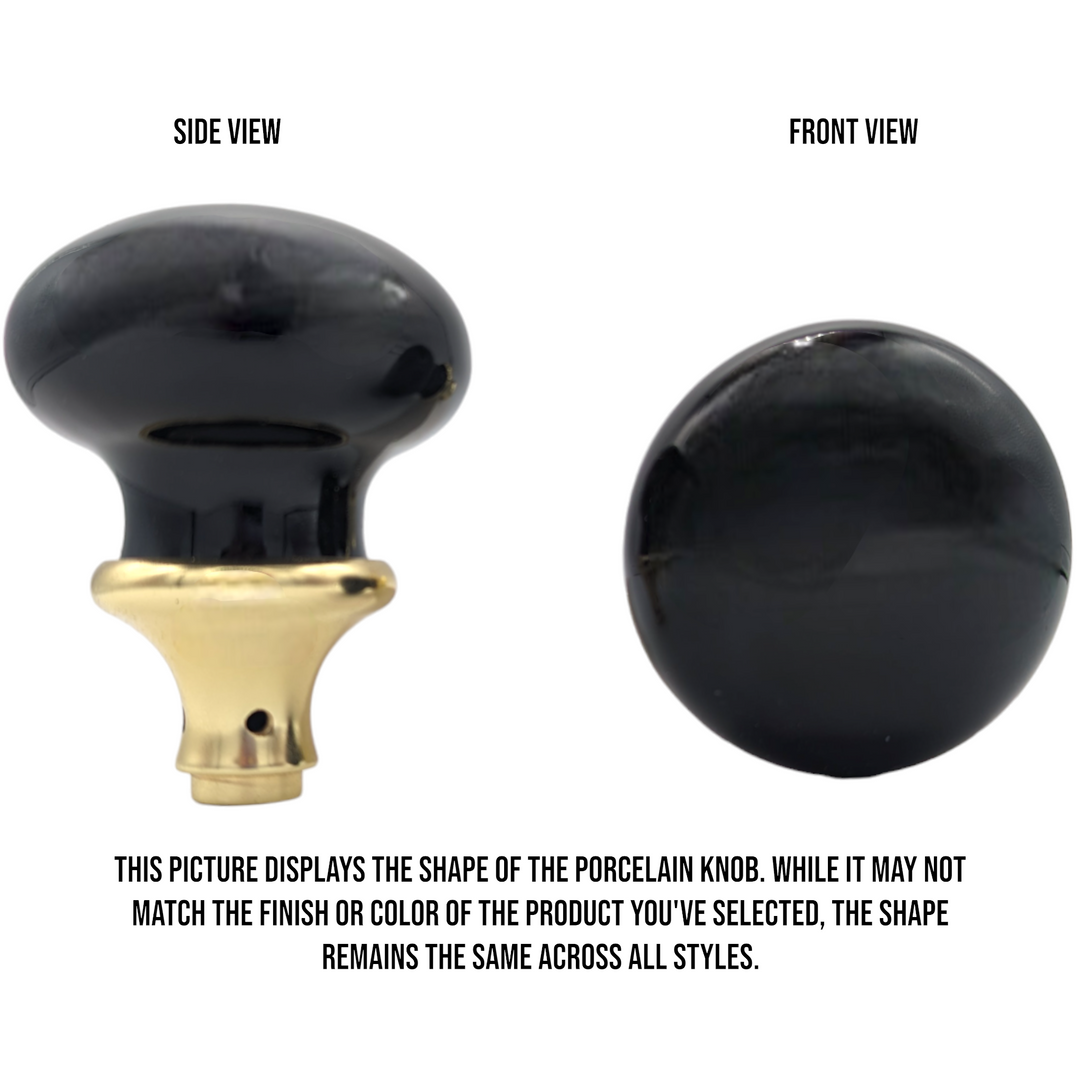 ##Antique Hardware## Black Porcelain Door Knob Set with Largo Design Backplate