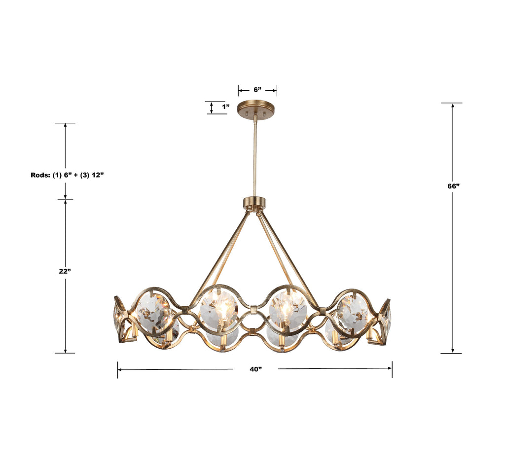 Quincy 10 Light Distressed Twilight Chandelier Crystorama