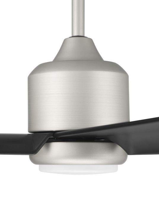 ##Antique Hardware## 52" Quell Fan, Painted Nickel Finish, Flat Black Blades. LED Light, WIFI and Control Included