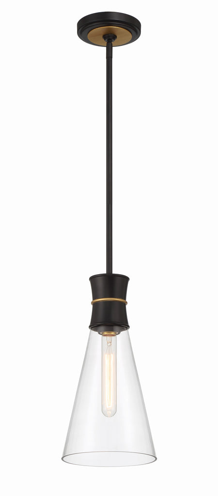 Quinn 1 Light Matte Black + Textured Gold Mini Pendant Crystorama