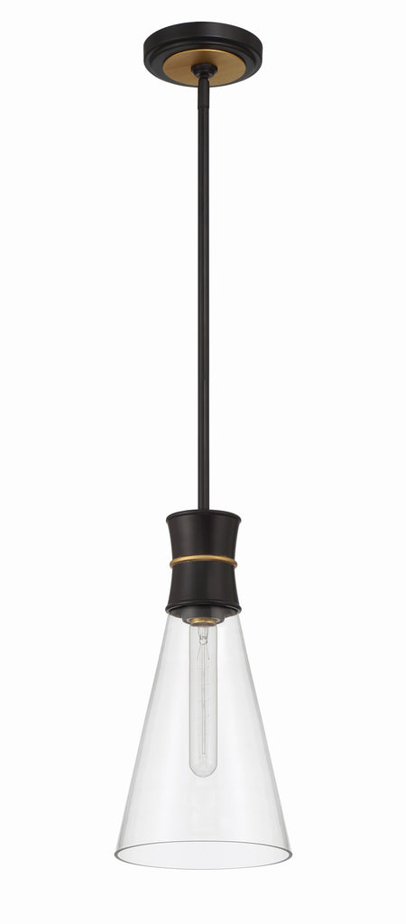 Quinn 1 Light Matte Black + Textured Gold Mini Pendant Crystorama