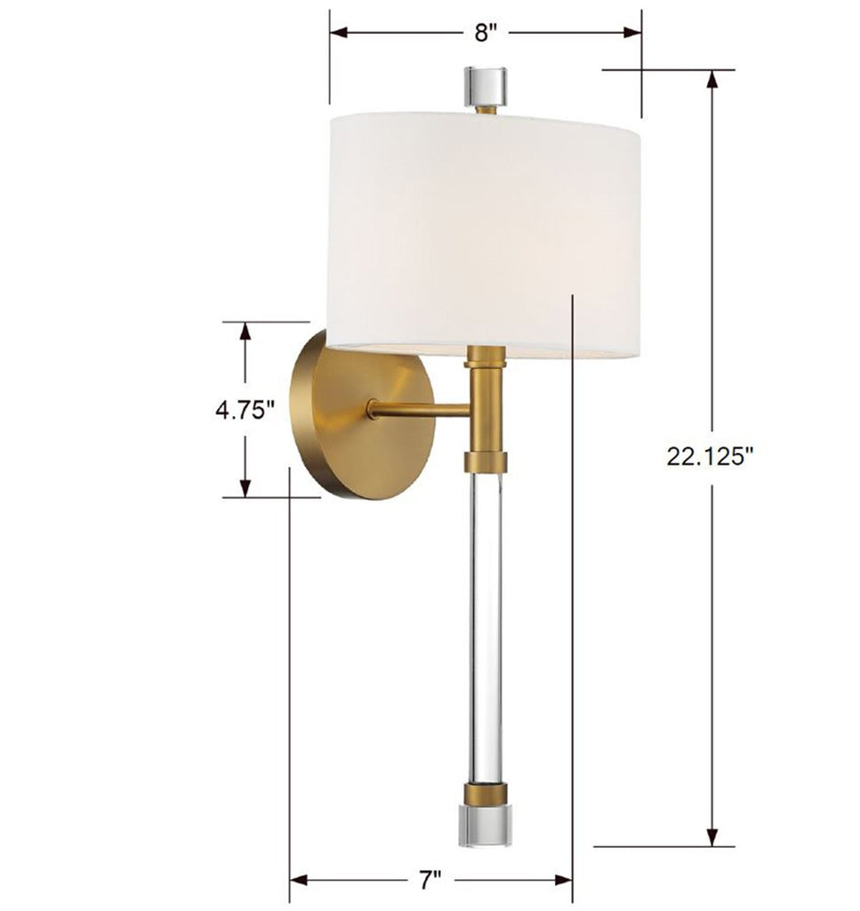 Rachel 1 Light Vibrant Gold Sconce Crystorama