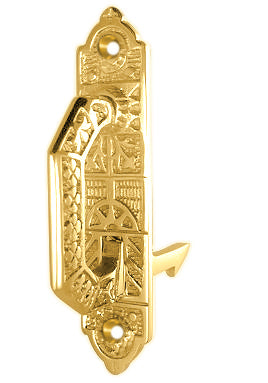 3 7/8 Solid Brass East Lake Pattern Cabinet Latch