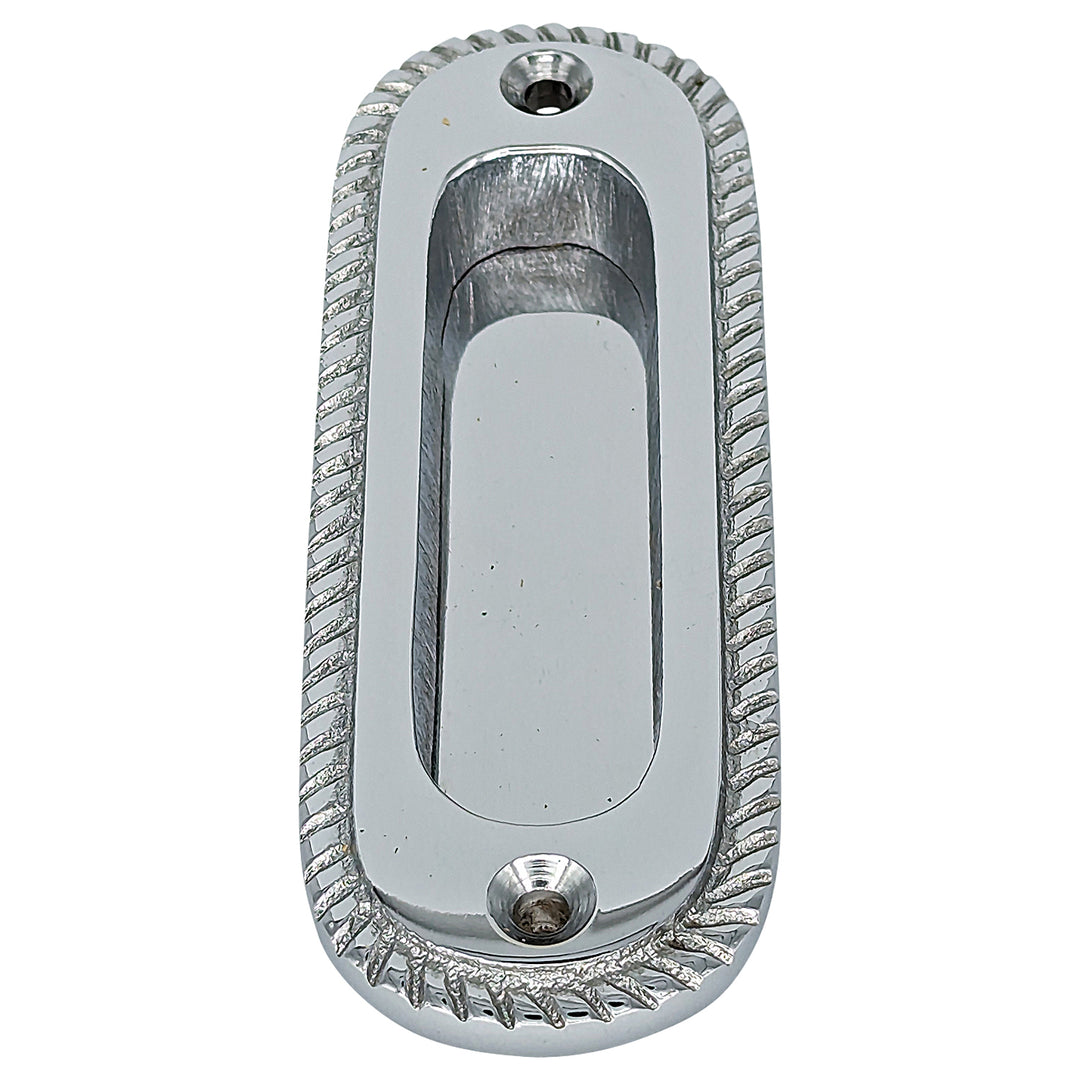 Oval Georgian Roped Solid Brass Pocket Door Pull (Polished Chrome Finish) COPPER MOUNTAIN HARDWARE