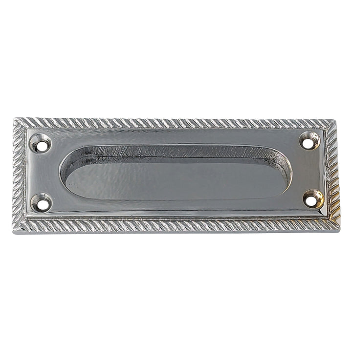 Copper Mountain Hardware Rectangular Georgian Roped Solid Brass Pocket Door Pull or Sash Lift (Several Finishes Available)