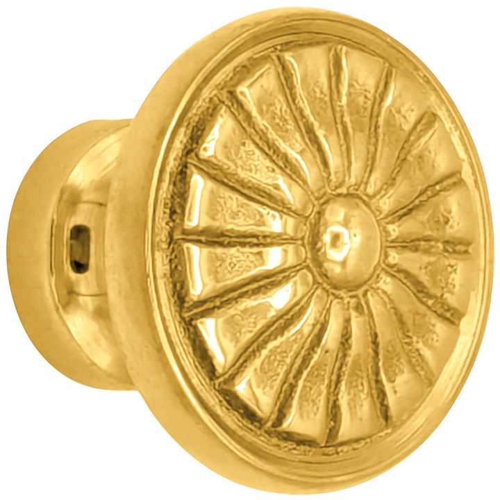 1 1/3" Solid Brass Round Vintage Fan Cabinet and Furniture Knob