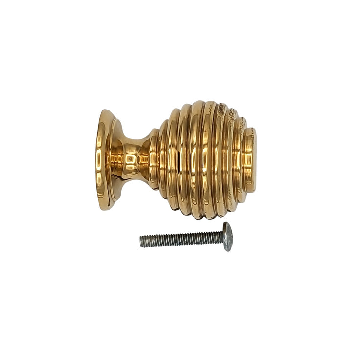 1 3/8 Inch Solid Brass Concentric Art Deco Round Cabinet and Furniture Knob COPPER MOUNTAIN HARDWARE