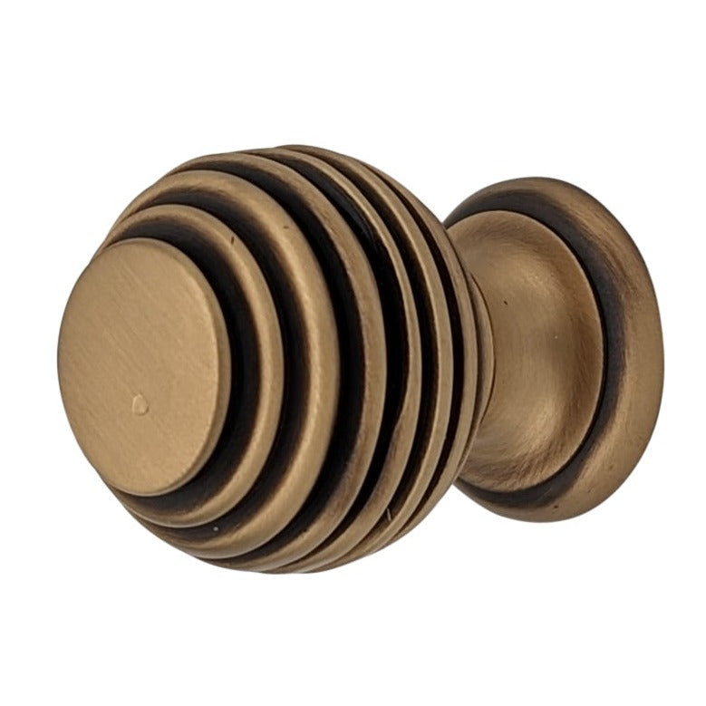 1 3/8 Inch Solid Brass Concentric Art Deco Round Cabinet and Furniture Knob COPPER MOUNTAIN HARDWARE