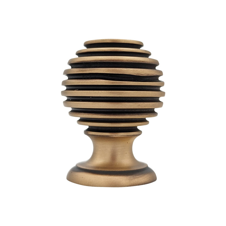 1 3/8 Inch Solid Brass Concentric Art Deco Round Cabinet and Furniture Knob COPPER MOUNTAIN HARDWARE