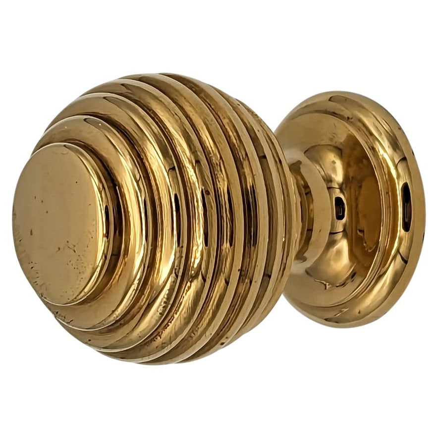 1 3/8 Inch Solid Brass Concentric Art Deco Round Cabinet and Furniture Knob COPPER MOUNTAIN HARDWARE