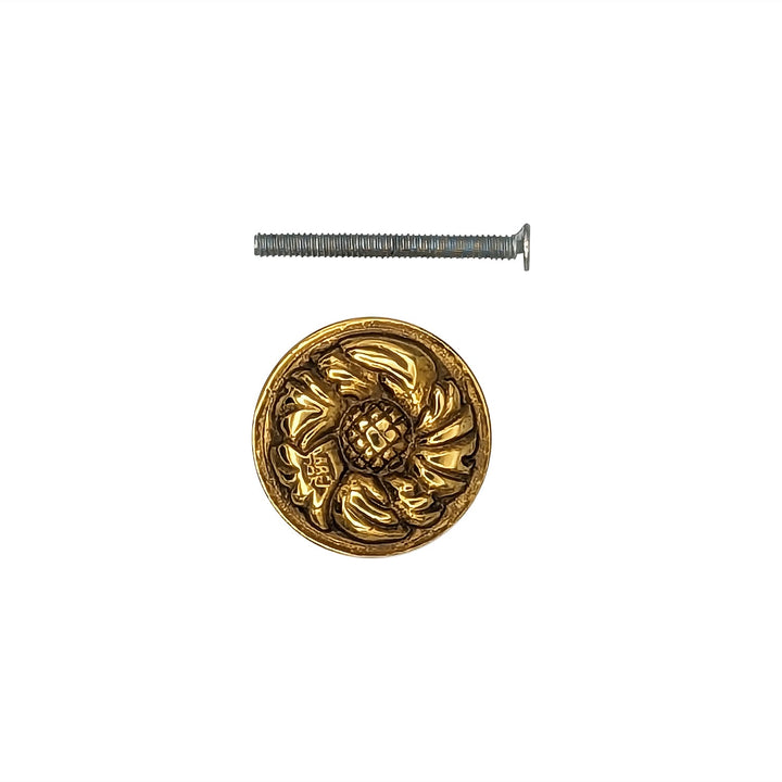 COPPER MOUNTAIN HARDWARE Brass Rococo Patterned Round Cabinet & Furniture Knob