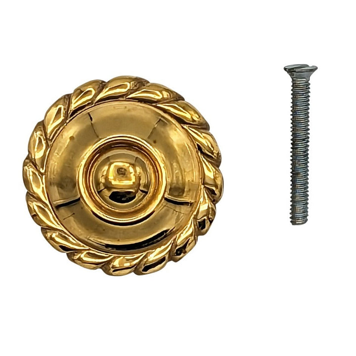 COPPER MOUNTAIN HARDWARE Solid Brass Georgian Rope Edged Cabinet & Furniture Knob