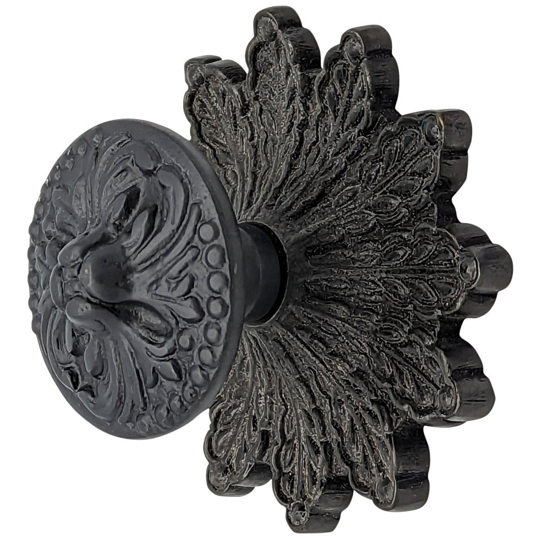 3 3/8 Inch Rococo Cabinet & Furniture Knob with Backplate (Several Finishes Available) COPPER MOUNTAIN HARDWARE