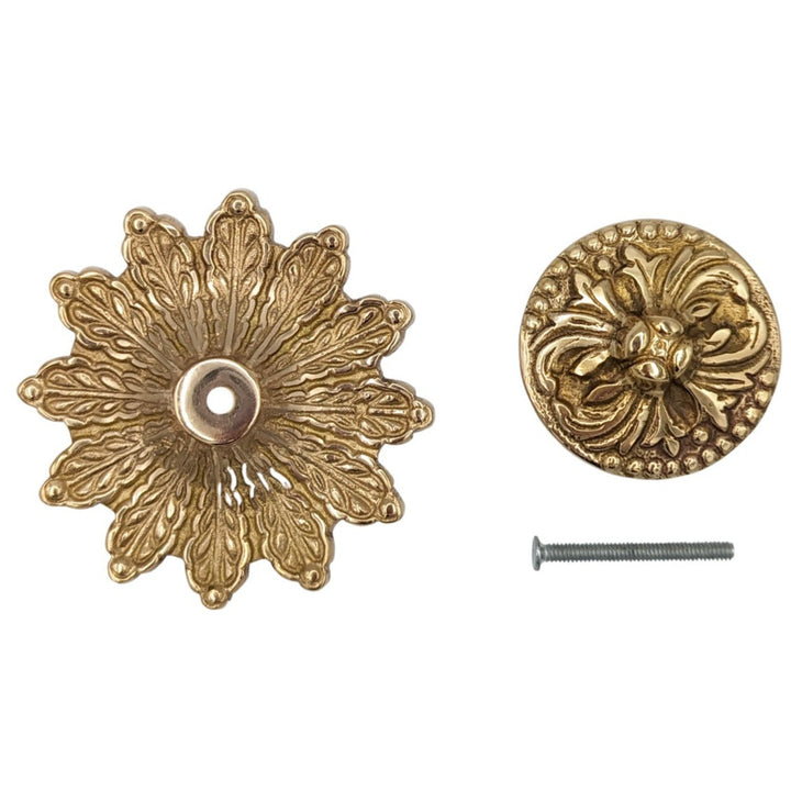 3 3/8 Inch Rococo Cabinet & Furniture Knob with Backplate (Several Finishes Available) COPPER MOUNTAIN HARDWARE
