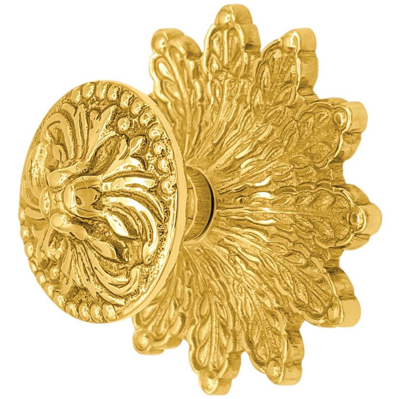 3 3/8 Inch Rococo Cabinet & Furniture Knob with Backplate (Several Finishes Available)