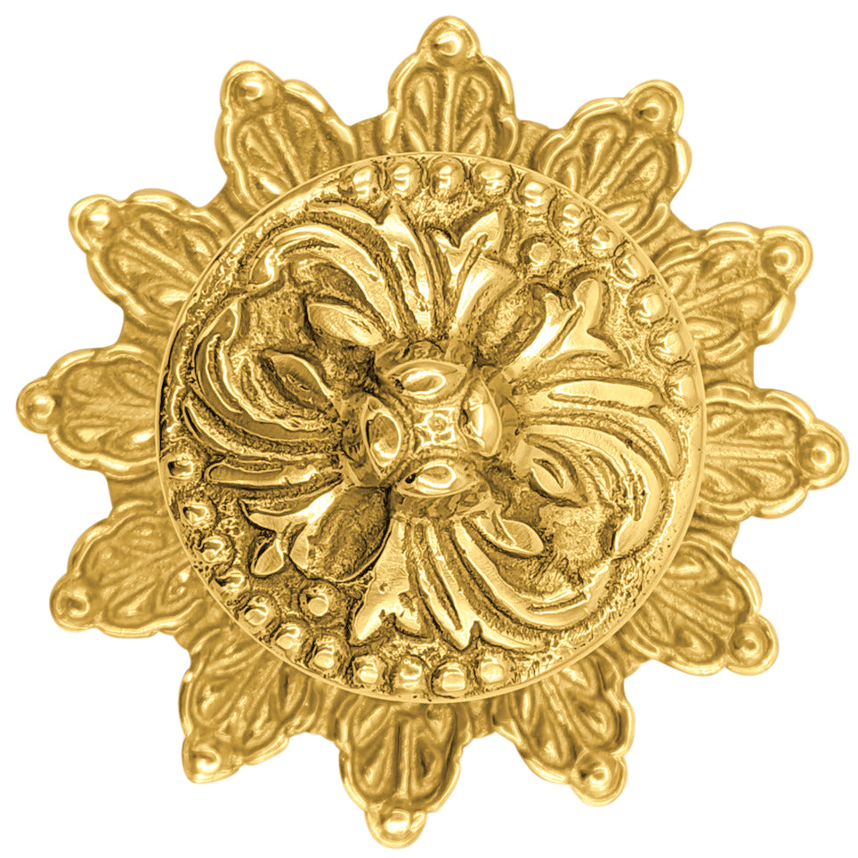 3 3/8 Inch Rococo Cabinet & Furniture Knob with Backplate (Several Finishes Available)