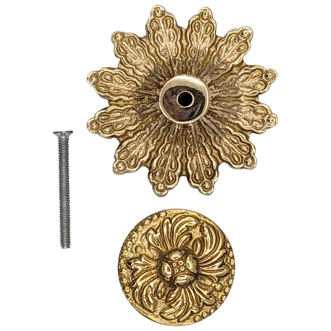 2 5/8 Inch Rococo Cabinet & Furniture Knob with Backplate (Several Finishes Available) COPPER MOUNTAIN HARDWARE