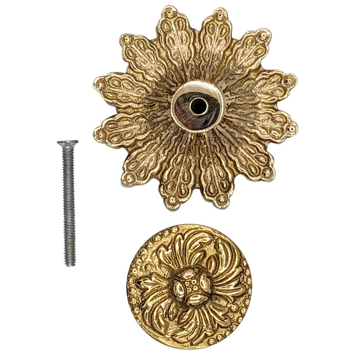 2 5/8 Inch Rococo Cabinet & Furniture Knob with Backplate (Several Finishes Available) COPPER MOUNTAIN HARDWARE