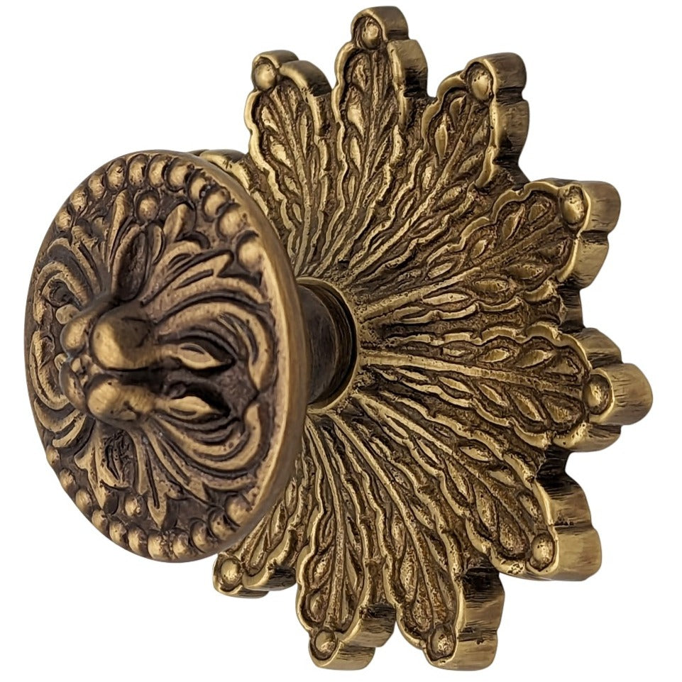 3 3/8 Inch Rococo Cabinet & Furniture Knob with Backplate (Several Finishes Available) COPPER MOUNTAIN HARDWARE
