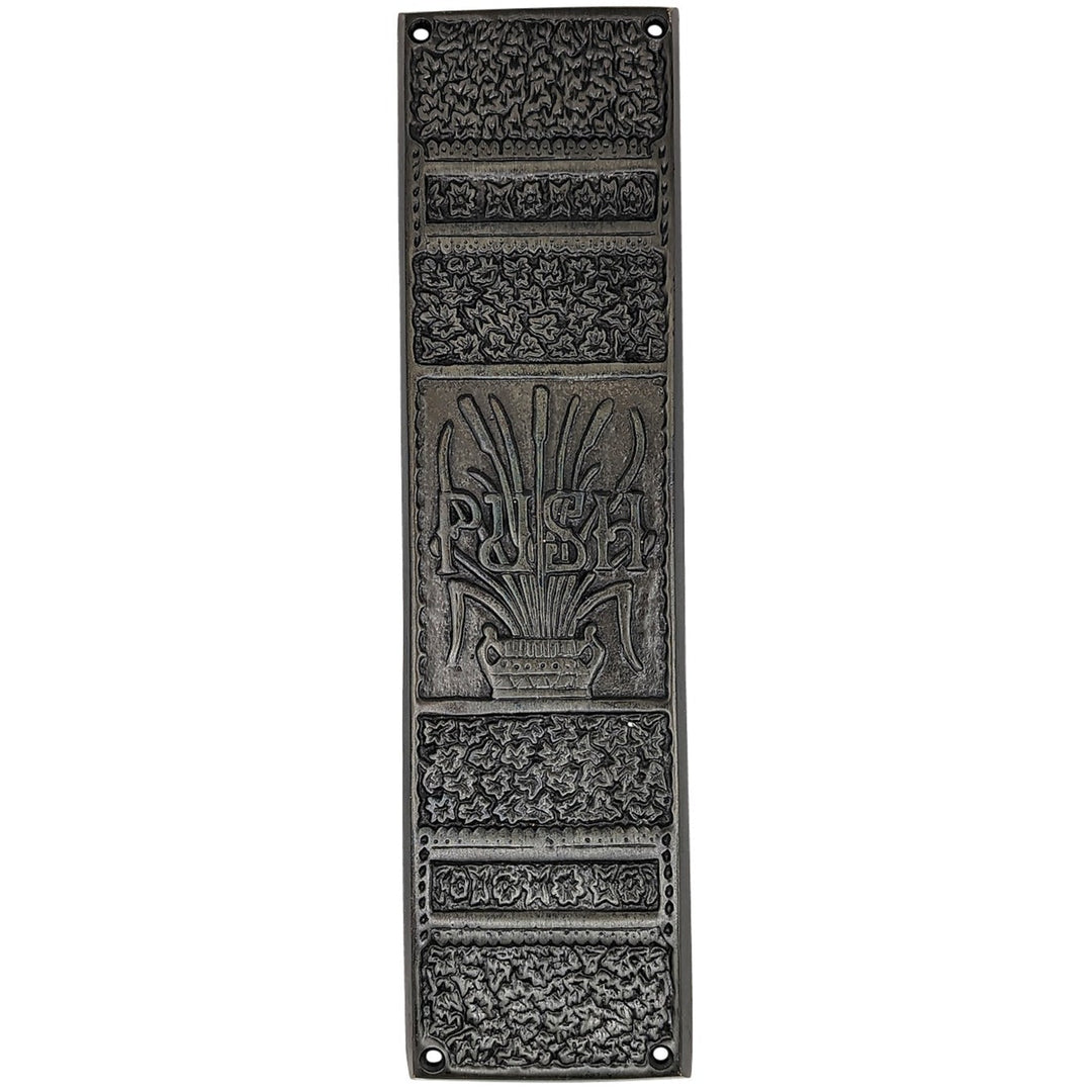 11 3/4 Inch Cattails Ornate Push Plate COPPER MOUNTAIN HARDWARE