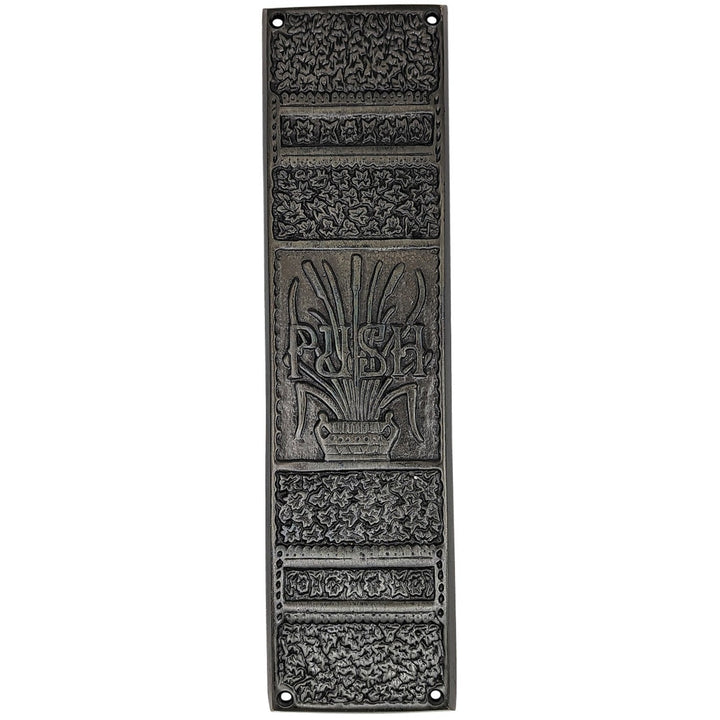 11 3/4 Inch Cattails Ornate Push Plate COPPER MOUNTAIN HARDWARE