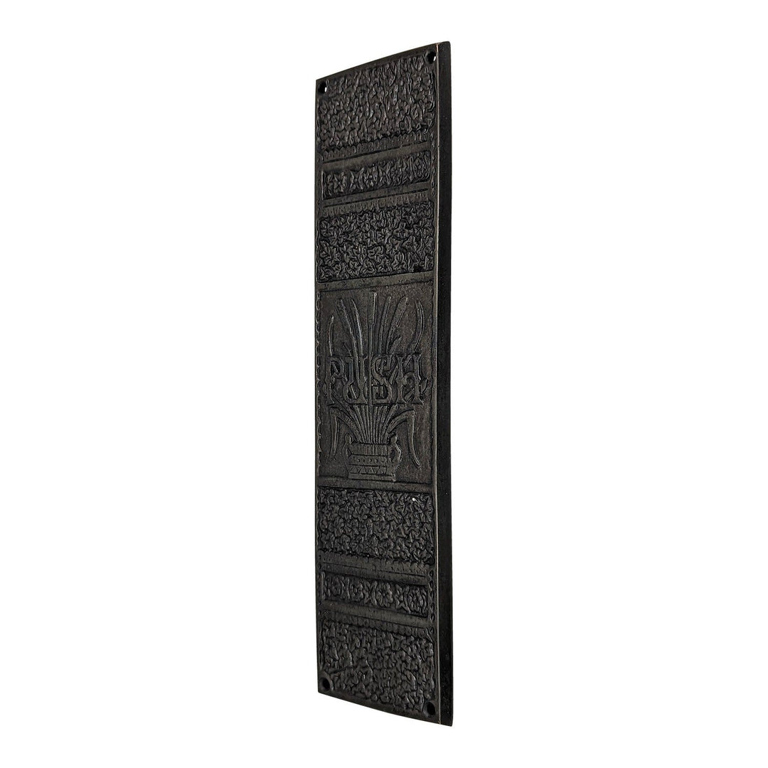 11 3/4 Inch Cattails Ornate Push Plate COPPER MOUNTAIN HARDWARE