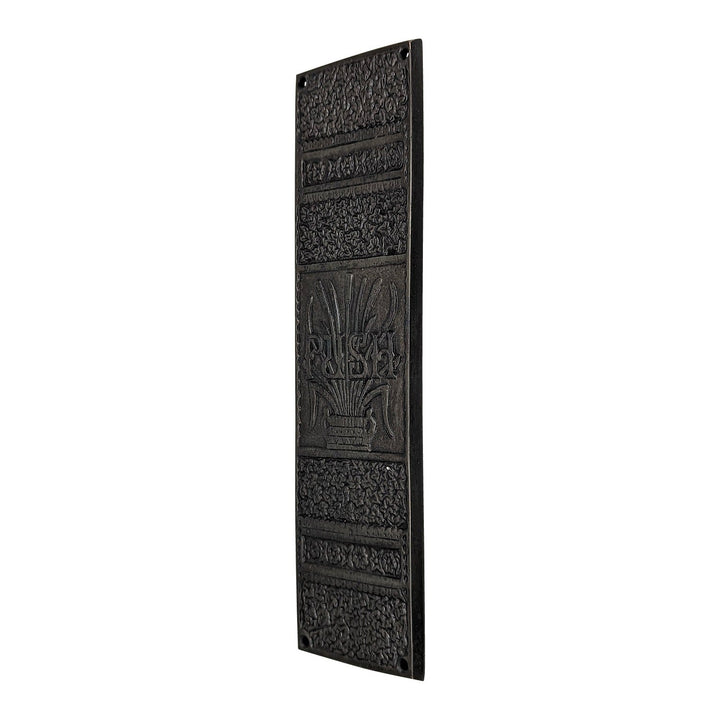 11 3/4 Inch Cattails Ornate Push Plate COPPER MOUNTAIN HARDWARE