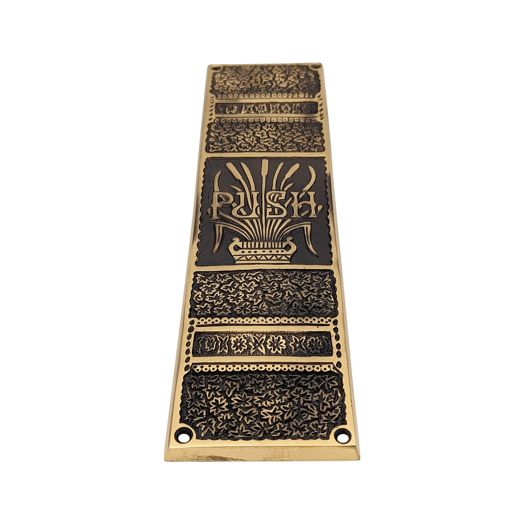11 3/4 Inch Cattails Ornate Push Plate COPPER MOUNTAIN HARDWARE