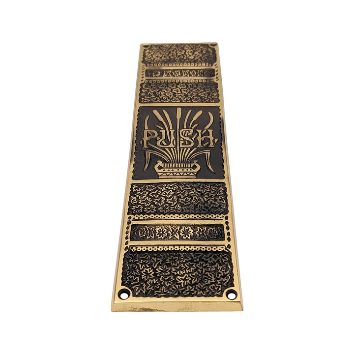 11 3/4 Inch Cattails Ornate Push Plate COPPER MOUNTAIN HARDWARE