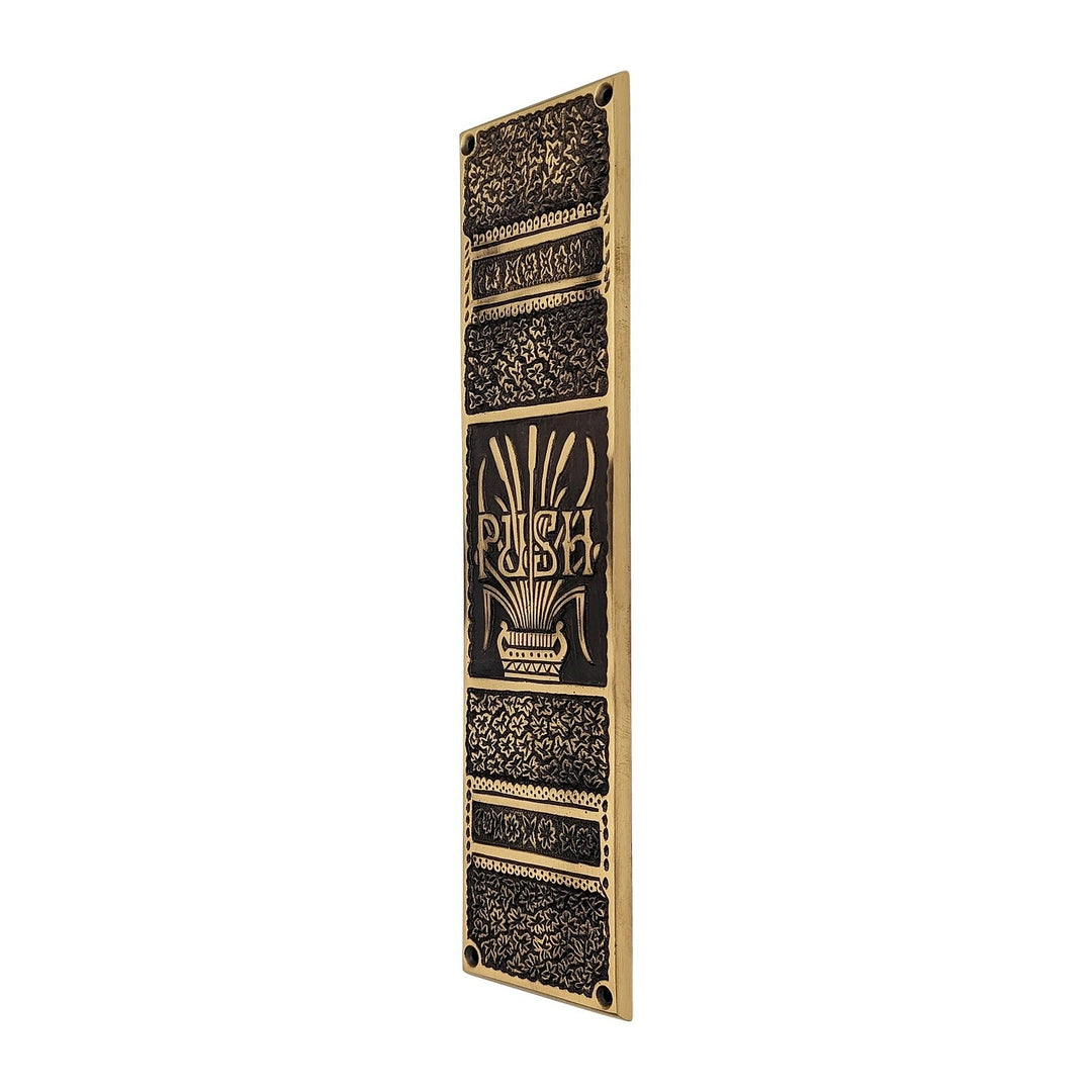 11 3/4 Inch Cattails Ornate Push Plate COPPER MOUNTAIN HARDWARE