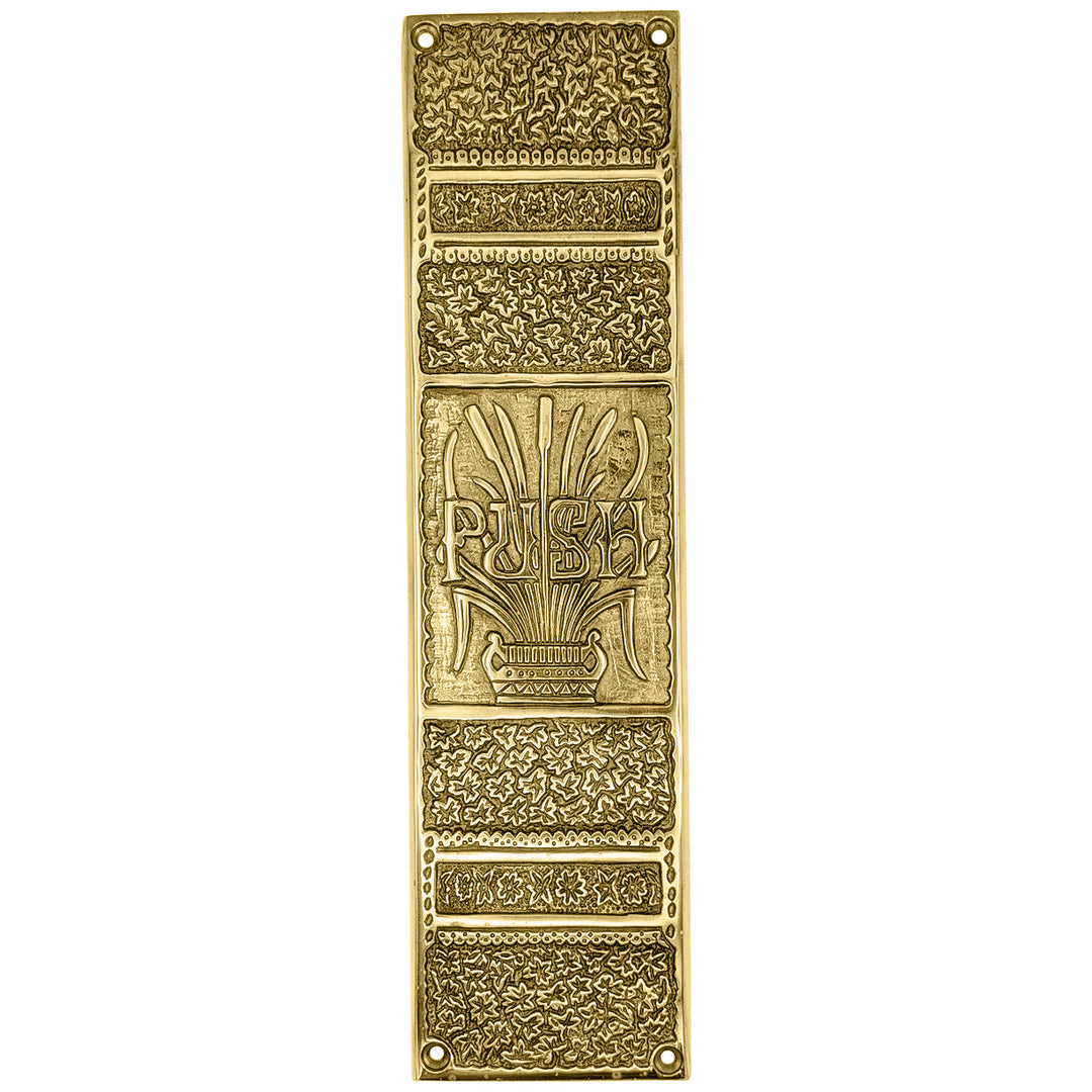 11 3/4 Inch Cattails Ornate Push Plate COPPER MOUNTAIN HARDWARE