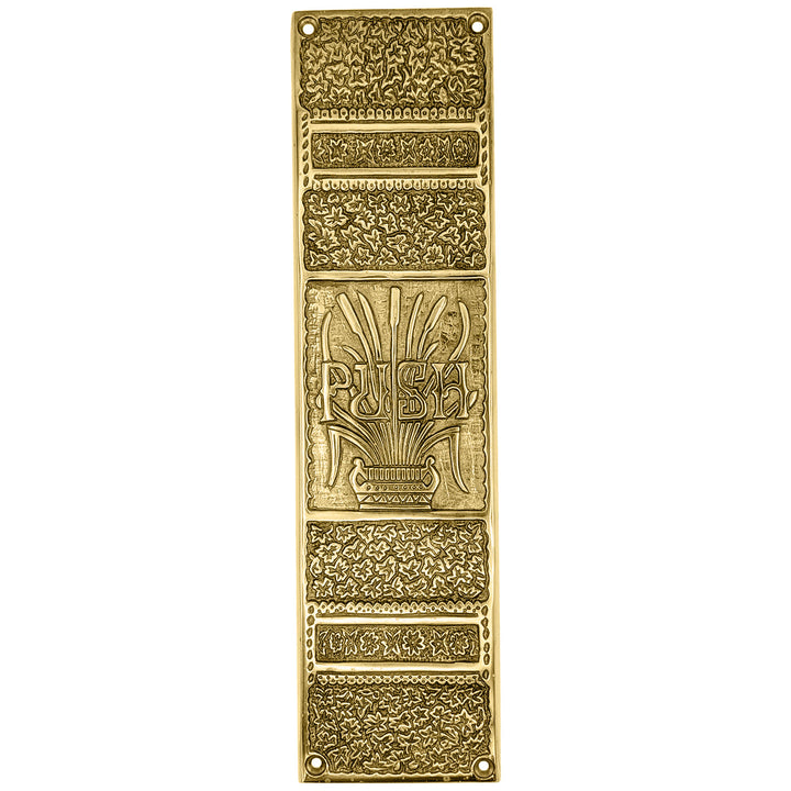 11 3/4 Inch Cattails Ornate Push Plate COPPER MOUNTAIN HARDWARE
