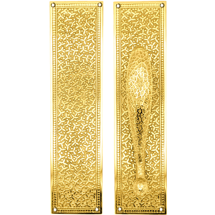 12 Inch Solid Brass Rice Pattern Door Pull and Push Plate (Several Finishes Available)