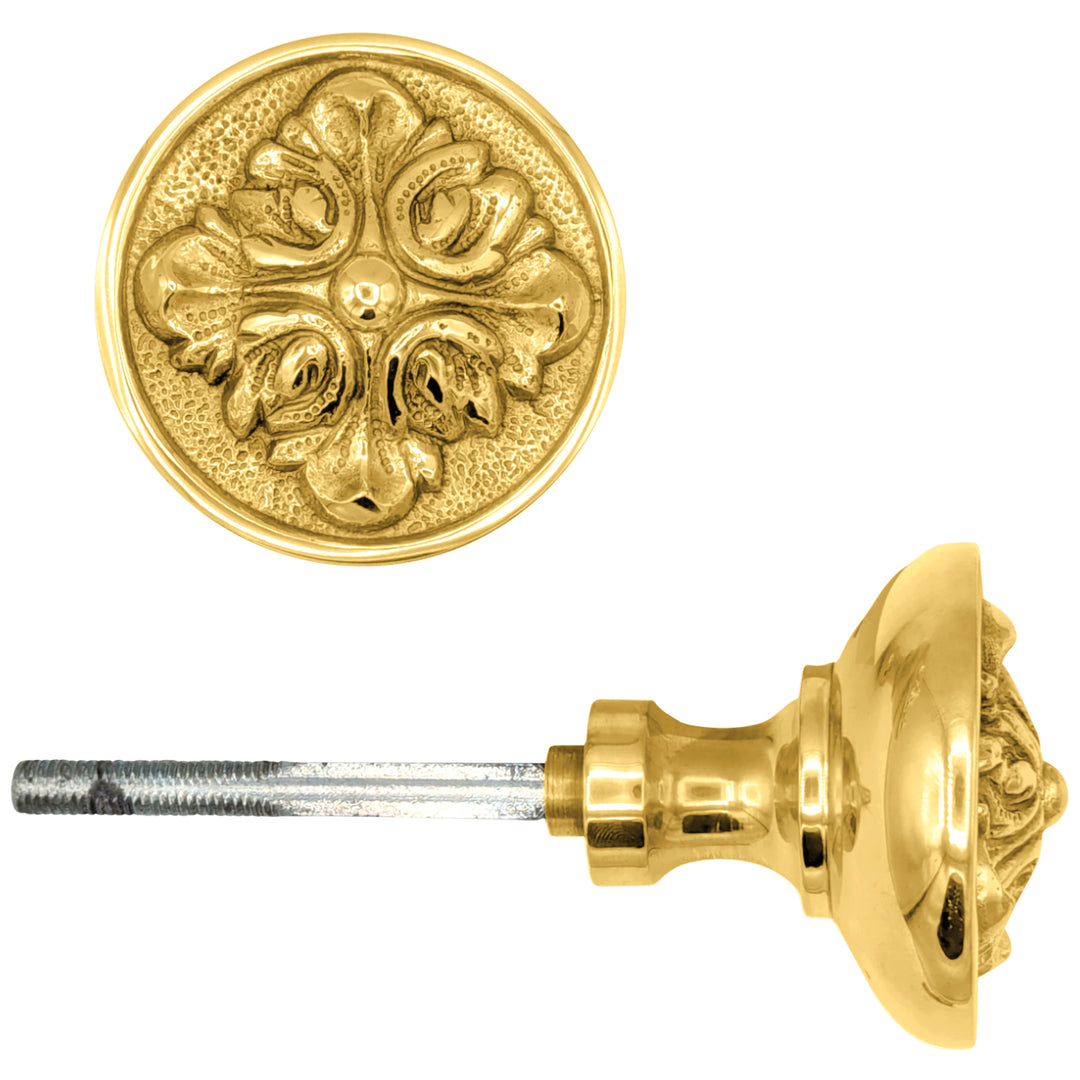Romanesque Solid Brass Spare Door Knob Set (Several Finishes Available)