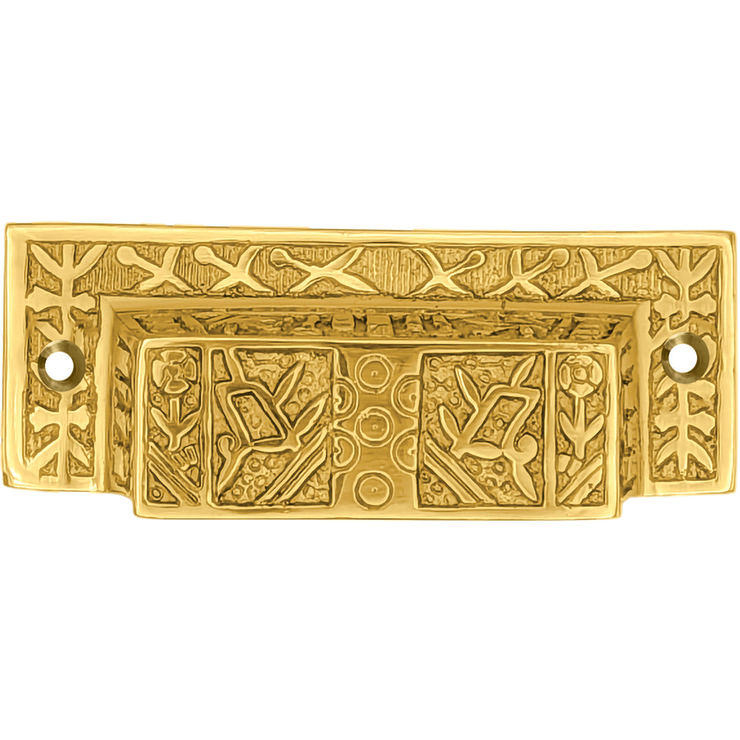 3 1/2 Inch Overall (3 Inch c-c) Solid Brass Eastlake Cup or Bin Pull