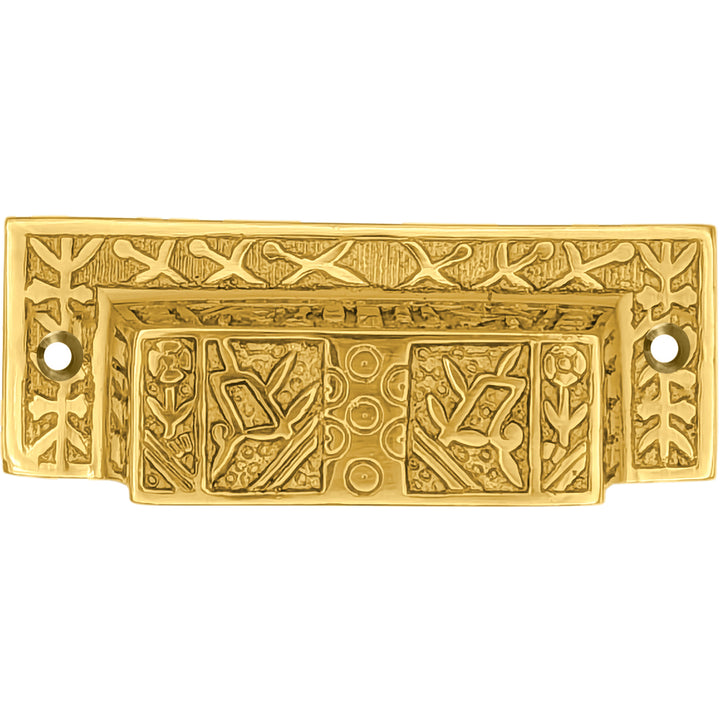 3 1/2 Inch Overall (3 Inch c-c) Solid Brass Eastlake Cup or Bin Pull