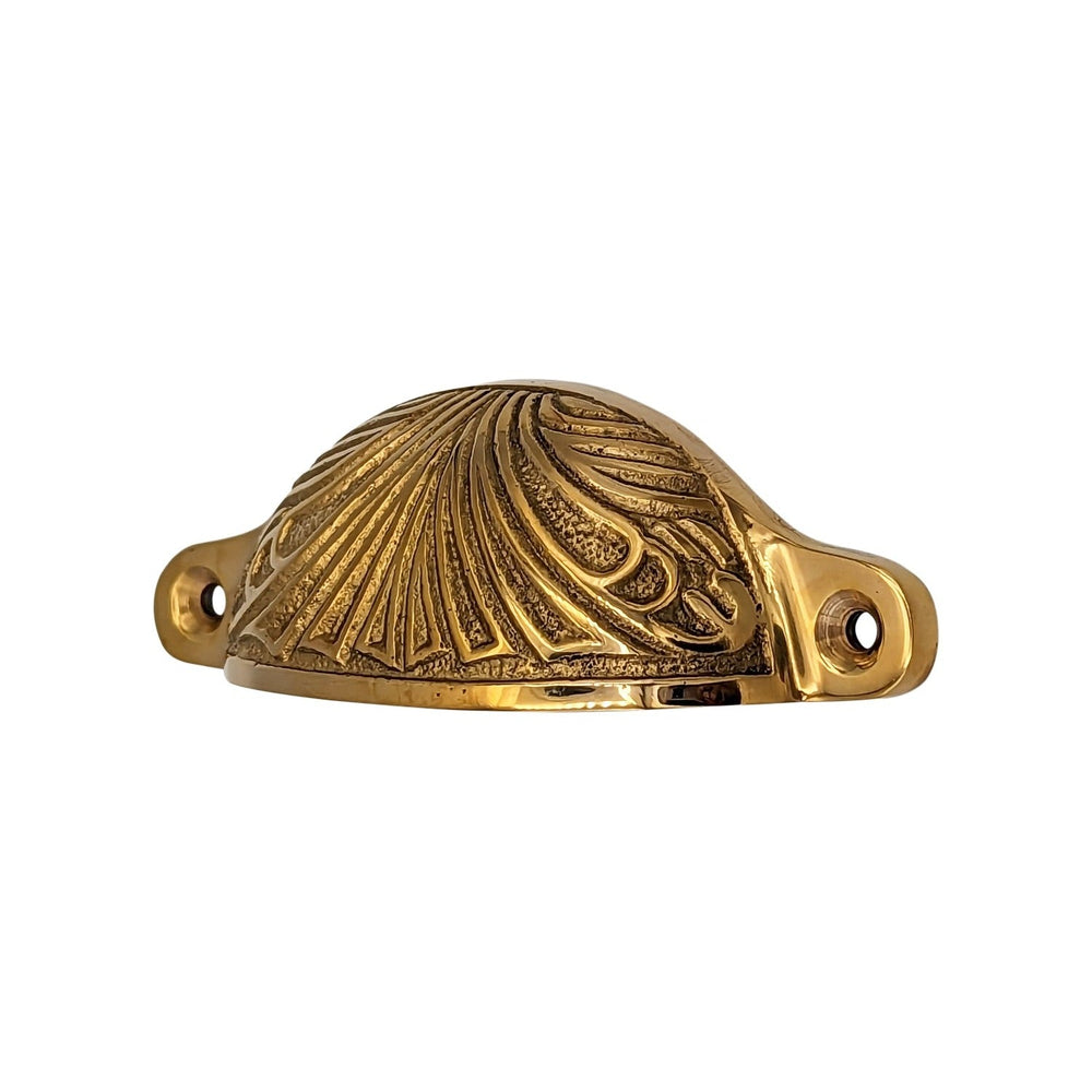 4 Inch Overall (3 2/5 Inch c-c) Solid Brass Art Deco Bin or Cup Pull COPPER MOUNTAIN HARDWARE