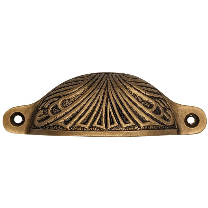4 Inch Overall (3 2/5 Inch c-c) Solid Brass Art Deco Bin or Cup Pull COPPER MOUNTAIN HARDWARE