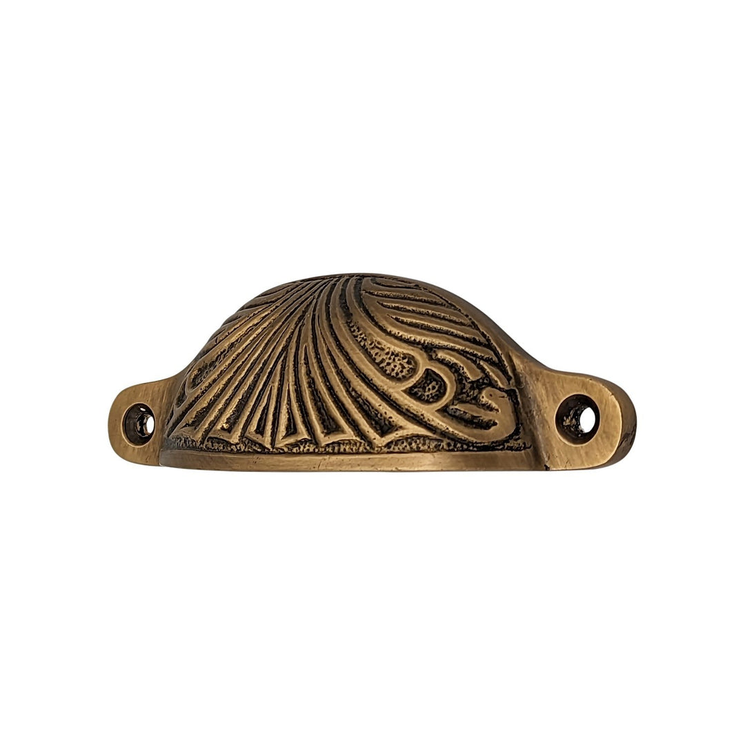 4 Inch Overall (3 2/5 Inch c-c) Solid Brass Art Deco Bin or Cup Pull COPPER MOUNTAIN HARDWARE