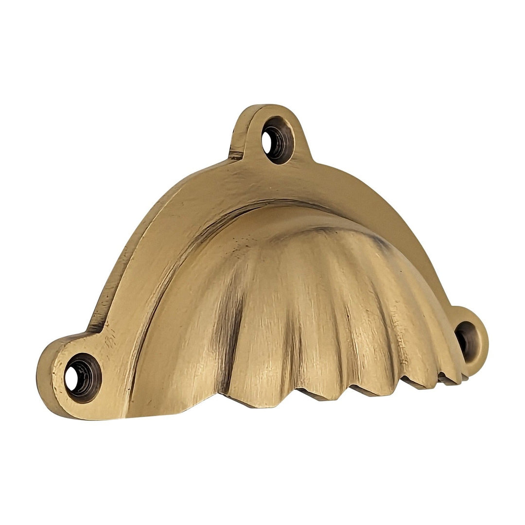 4 Inch Overall (3 1/2 Inch c-c) Solid Brass Scalloped Style Cup Pull COPPER MOUNTAIN HARDWARE