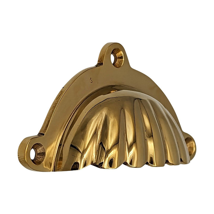 4 Inch Overall (3 1/2 Inch c-c) Solid Brass Scalloped Style Cup Pull COPPER MOUNTAIN HARDWARE