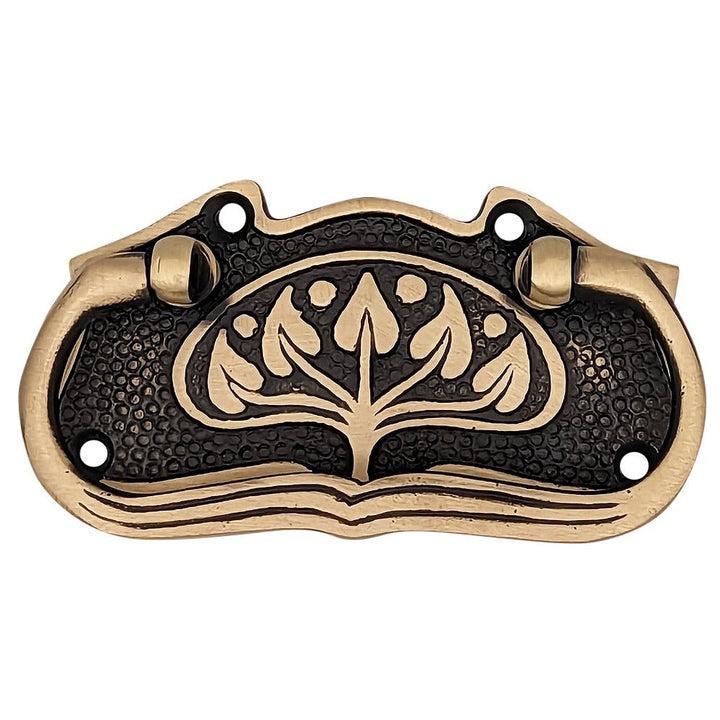 3 3/4 Inch Tree of Life Leaf Pattern Solid Brass Drawer Pull COPPER MOUNTAIN HARDWARE