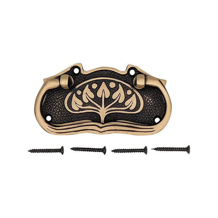 3 3/4 Inch Tree of Life Leaf Pattern Solid Brass Drawer Pull COPPER MOUNTAIN HARDWARE